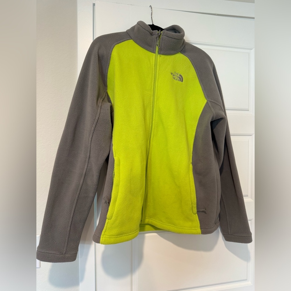 Women’s The North Face Fleece Grey Neon Yellow/Green Size XL